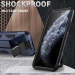 Wholesale iPhone 11 6.1 Military Grade Armor Protection Stand Magnetic Feature Case (Navy Blue)